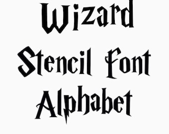 2.5 - 4 inch Wizard / witch stencil font full alphabet upper and lower case letters includes numbers! template airbrush paint fabric sign