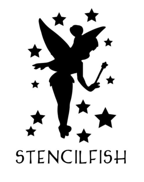 Tinkerbell stencil fairy craft silhouette stencil Girls Etsy