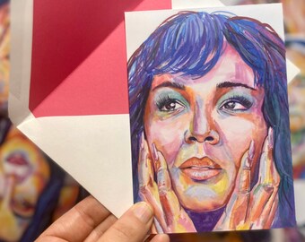 Lizzo Watercolor Portrait Blank Greeting Card