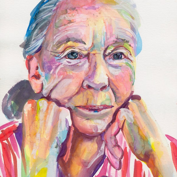 Jane Goodall Watercolor Print