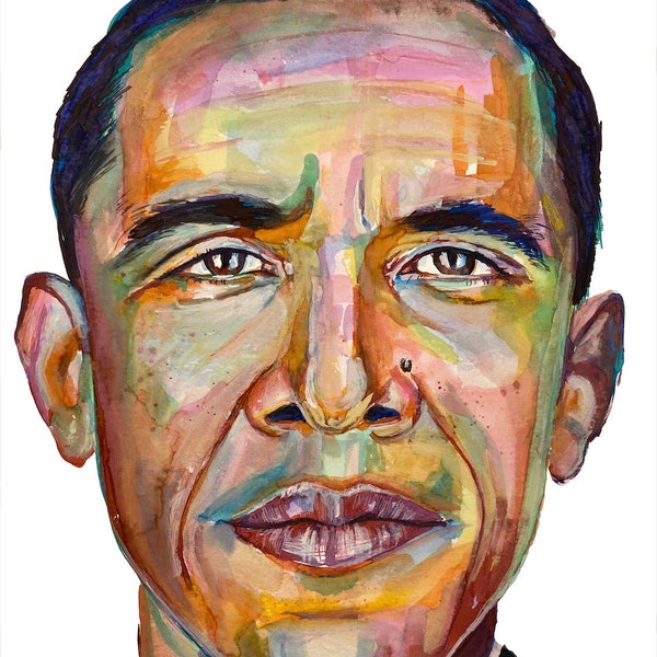 Barack Obama Watercolor Print