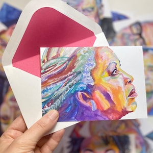 Toni Morrison Portrait aquarelle Carte de vœux vierge