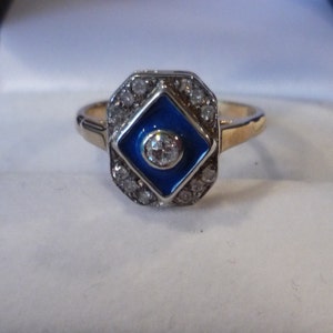 Art Deco Enamel and Diamond Ring,