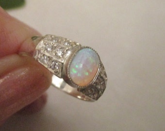 A Silver Opal Ring.