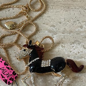 Betsey Johnson Black Brown Pony Necklace NOS