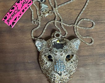 Betsey Johnson Jewelry NOS Large 3D Gold Panther Head  display picture 3