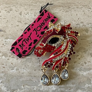 Betsey Johnson Red Horse Pendant/Brooch NOS