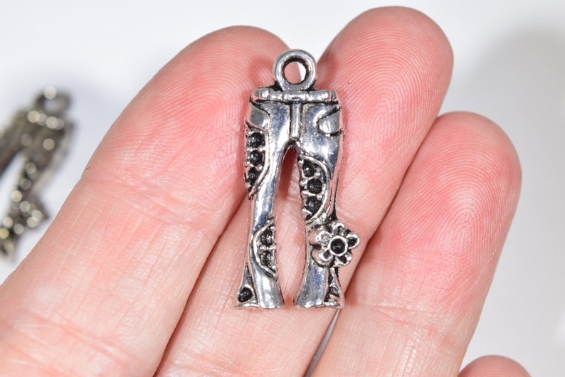 6 Hippie pant charms jeans charms silver pants charms Etsy