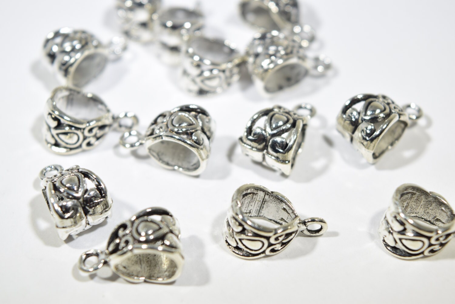 8 Silver Bails Pendant Bails Necklace Bails Silver Etsy