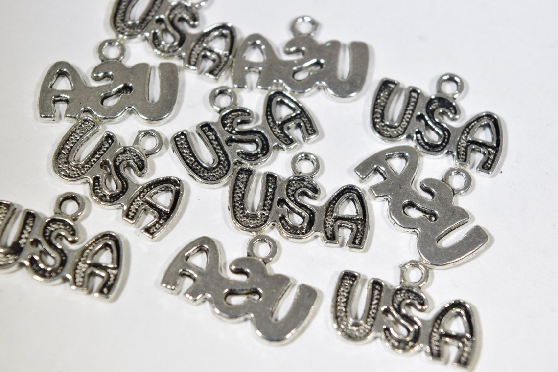 10 USA charms silver USA charms American charms America Etsy