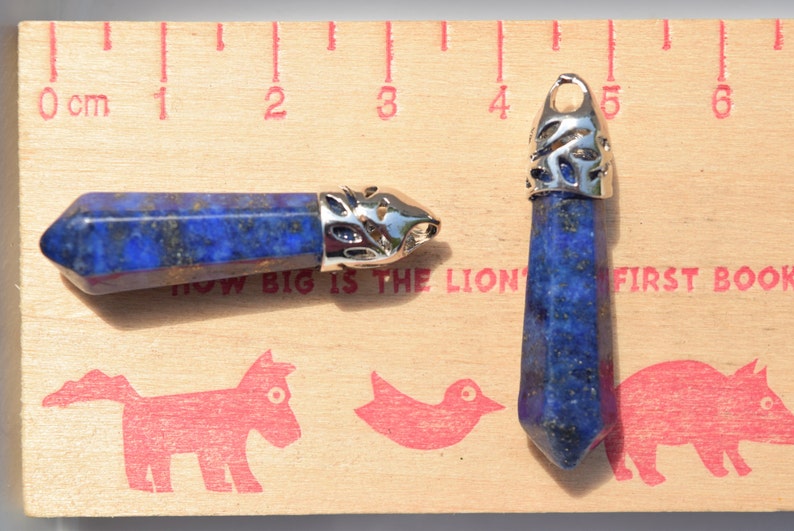 lasurite point pendant lapis crystal blue healing crystal SC488 Lazurite crystal pendant blue point crystal pendant silver bail