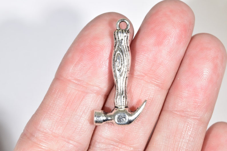 6 Silver Hammer Charms Woodworking Charms Tool Charms Etsy