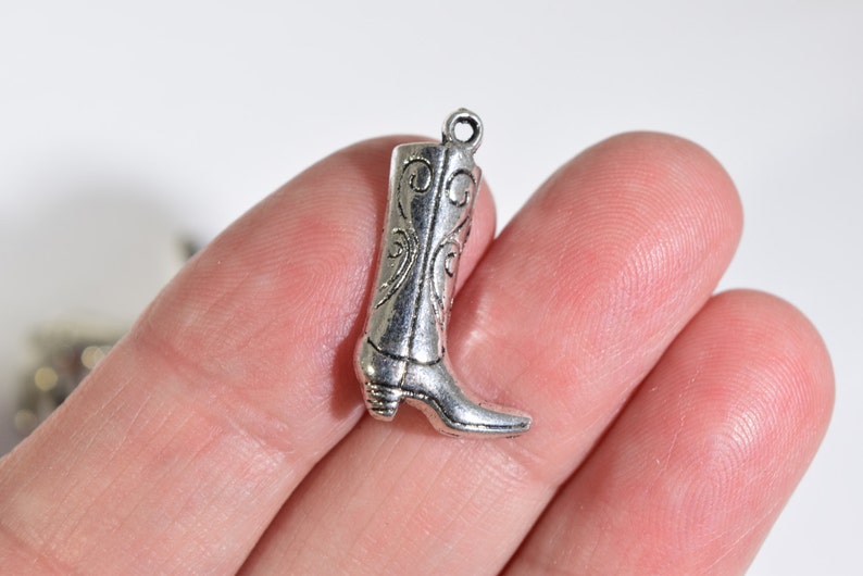 8 Cowboy Boot Charms Silver Boot Charms Western Charms Etsy