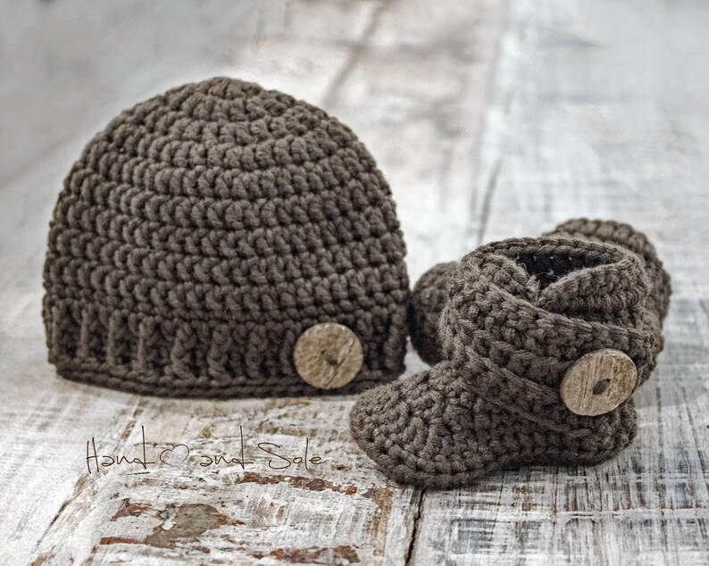 Crochet Pattern for Baby Boy Hat and Booties Set Crochet Hat Etsy