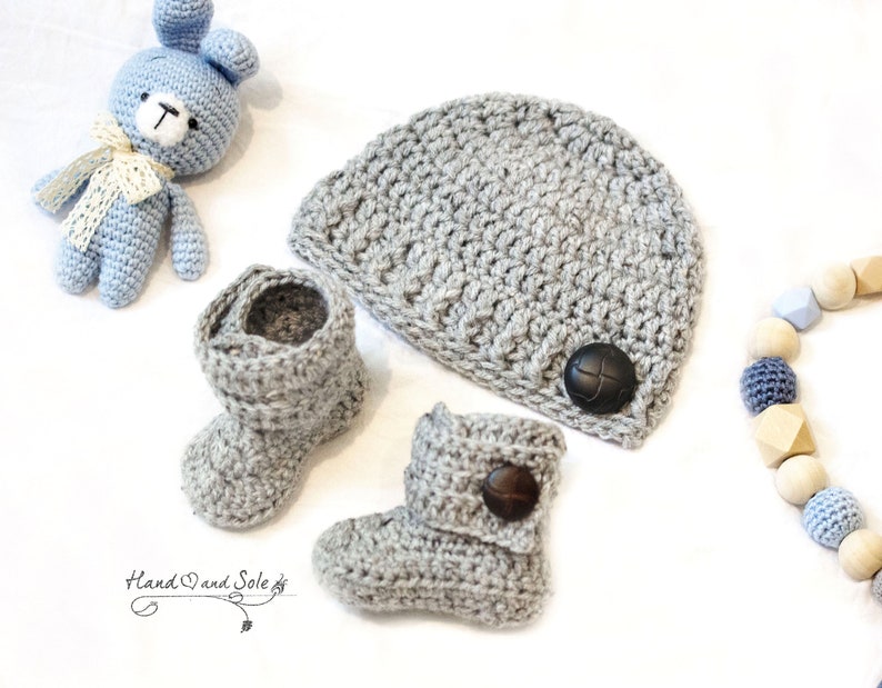 Crochet Pattern for Baby Boy Hat and Booties Set Crochet Hat Etsy