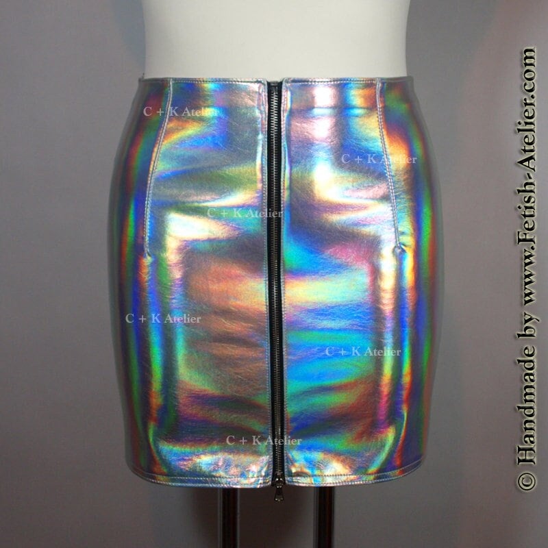 Holographic zip skirt hot sale