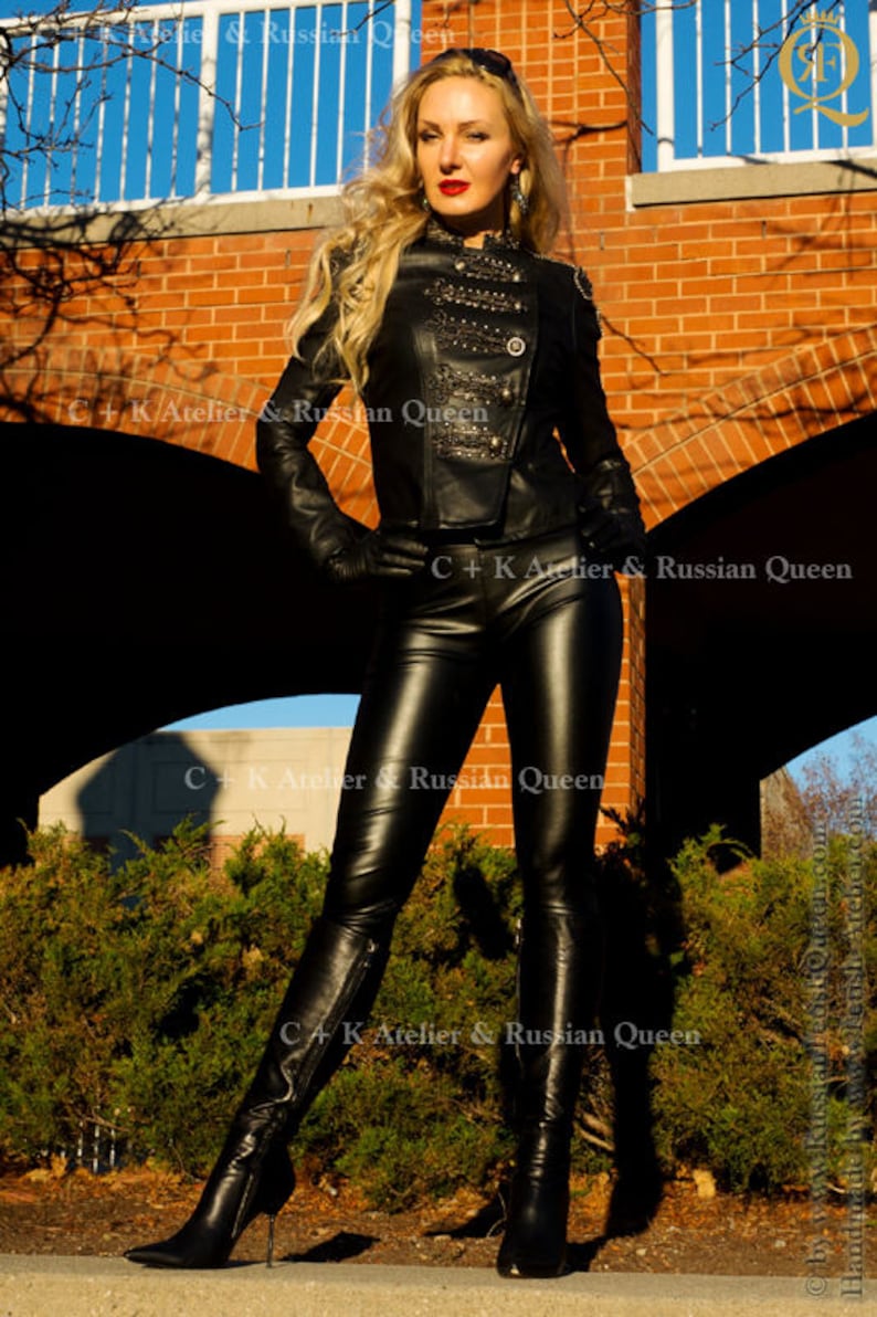 Leather, leggings, trousers, pants, very shiny and stretchy, handmade, new Pleather black 2-way