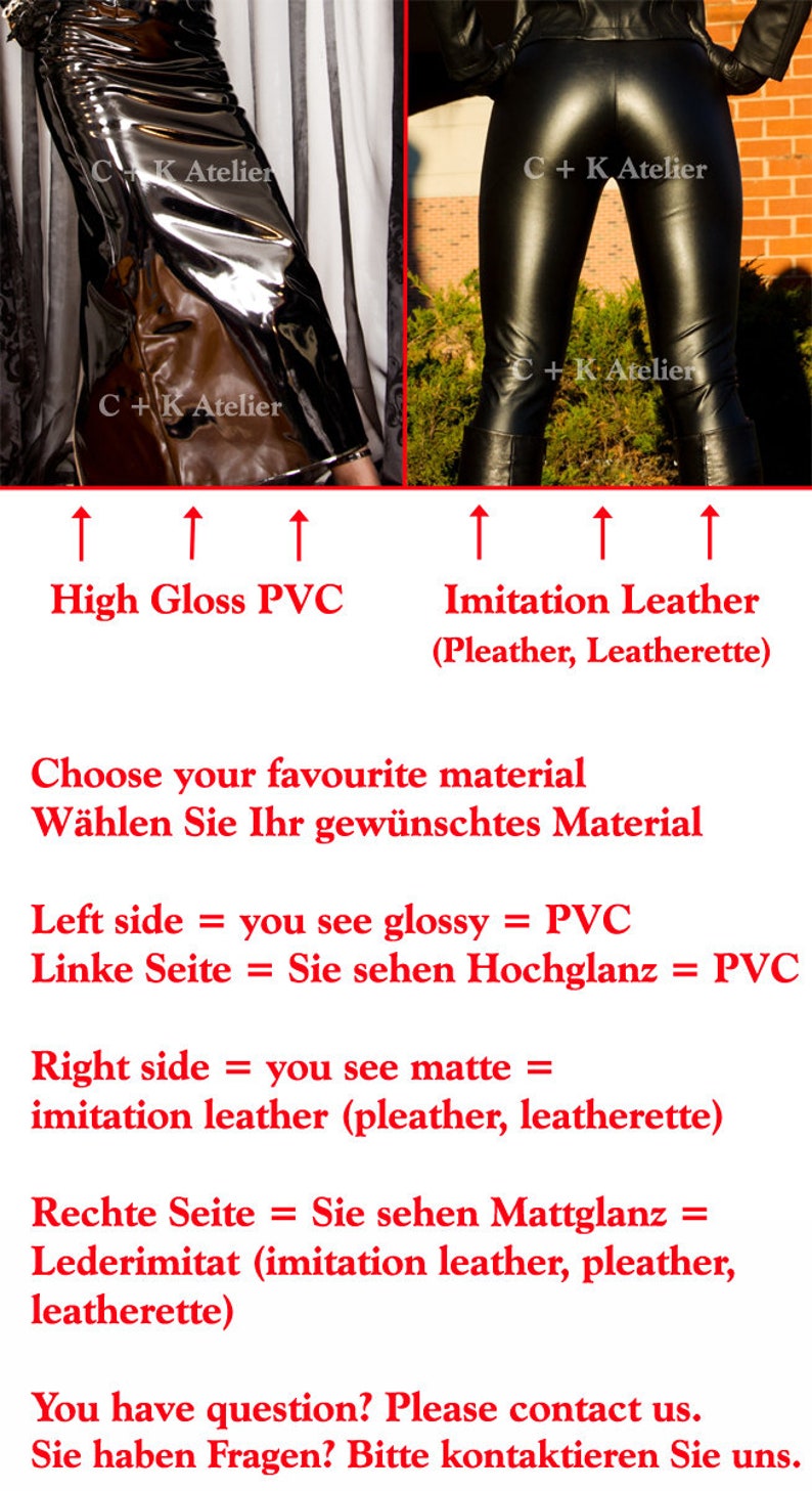 CK Leatherskirt, PVC skirt with metal zipper, super shiny, stretchable, new handmade image 5