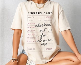 Book Girl Summer Shirt Library Card Tee Checked Out for Summer T-Shirt Teacher Reader Outfit Literary Girl Gift Bookish Aesthetic Top