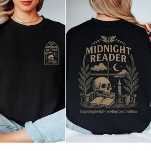 Midnight Reader Skeleton Sweatshirt: Goth Dark Academia Book Lover