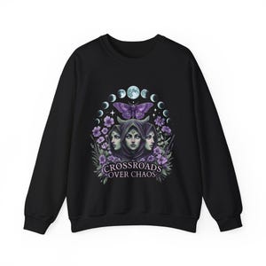 Hecate Goddess Sweatshirt Moon Phases Witchcraft Pagan Apparel Black