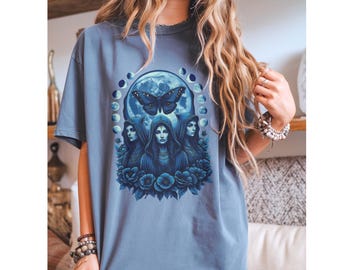 Hecate Goddess Comfort Colors Shirt: Witchy Moon Phases Tee