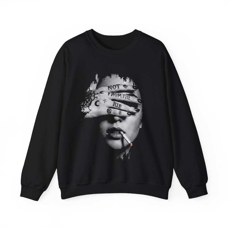 Lilith Not From the Rib Sweatshirt, Dark Feminine Gothic Crewneck, Feminist Alt Girl Gothic Pullover image 5