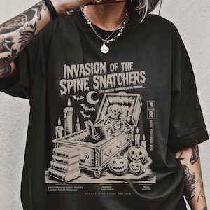Skeleton Reading Book T-Shirt: Gothic Horror Comfort Colors Tee
