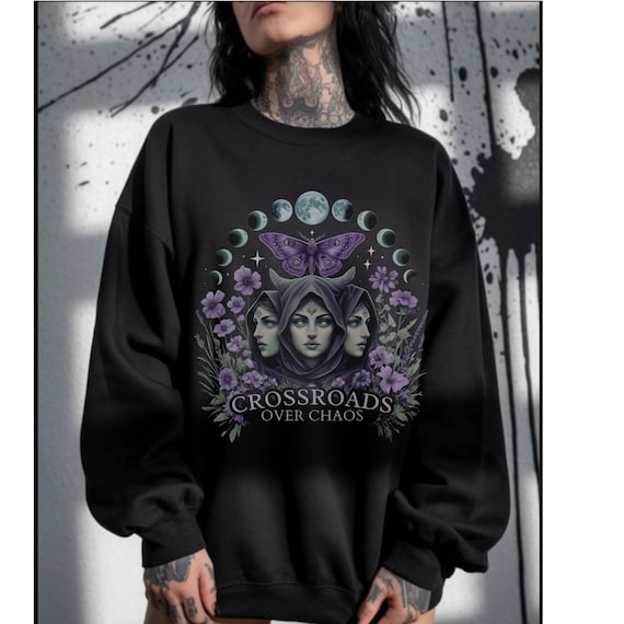 Hecate Goddess Sweatshirt Moon Phases Witchcraft Pagan Apparel