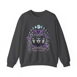 Hecate Goddess Sweatshirt Moon Phases Witchcraft Pagan Apparel Dark Heather