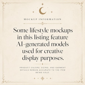 a text box with a decorative border, containing information about lifestyle mockups and creative display purposes.