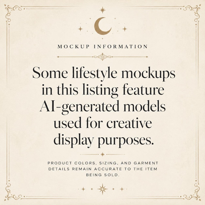 a text box with a decorative border, containing information about lifestyle mockups and creative display purposes.