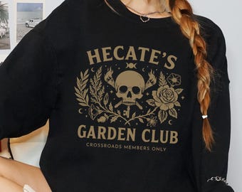 Hecate Garden Club Sweatshirt Greek Mythology Divine Feminine Botanical Crest Witch Clothing