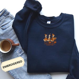 Silly Goose Embroidered Sweatshirt: Fall Book Lover Crewneck