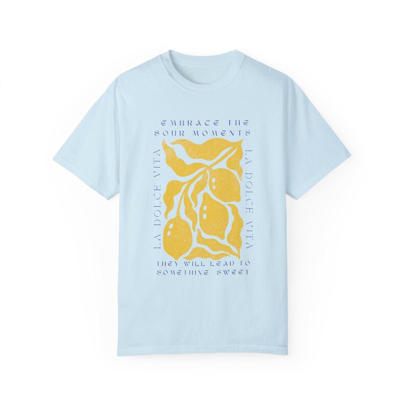 La Dolce Vita Lemon T-Shirt: Italian Flower Market Graphic Tee Chambray