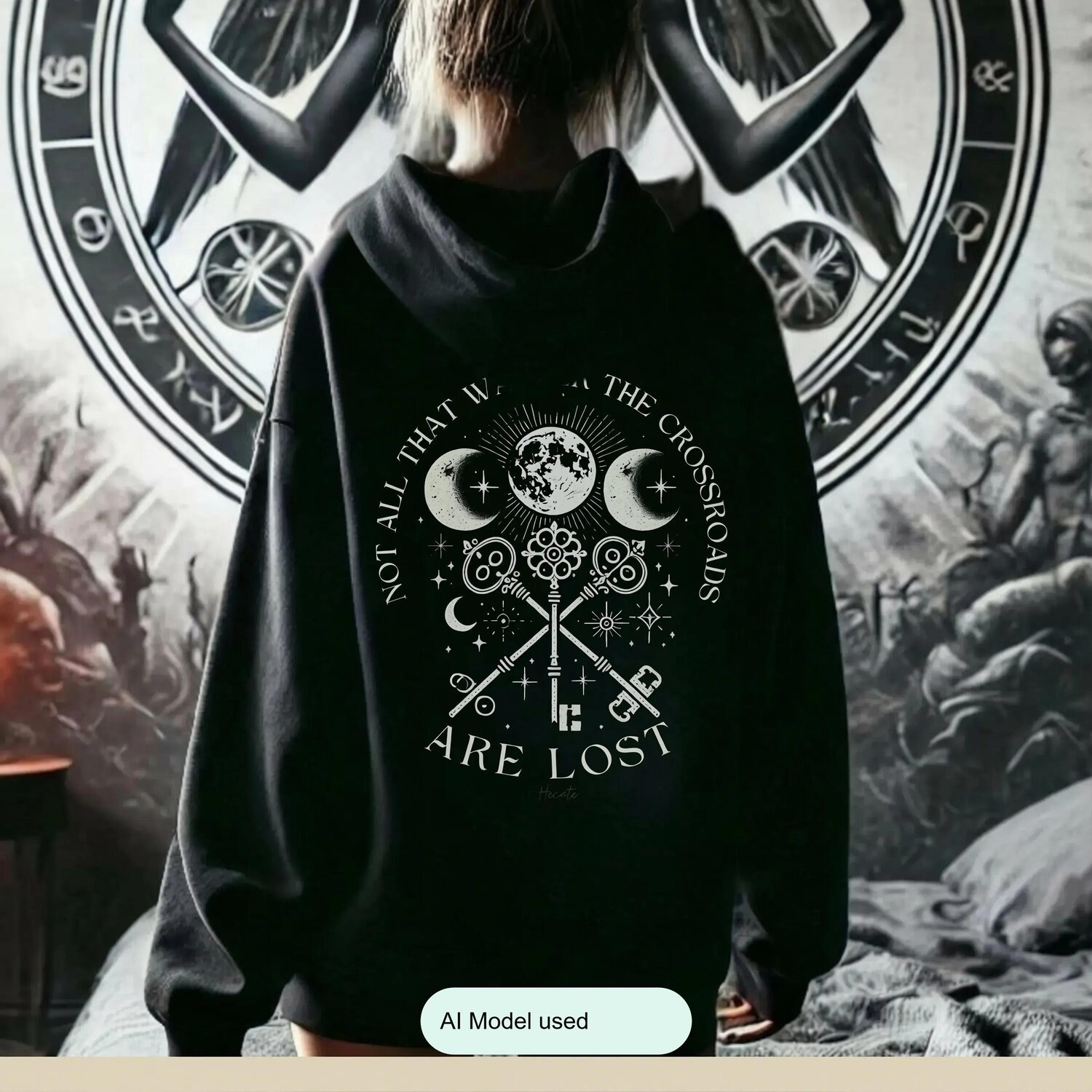 Hecate Hoodie Dark Feminine Witch Hoodie Crossroads Goddess Sweatshirt
