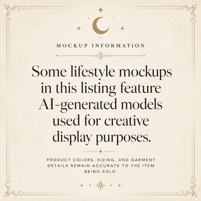 a text box with a decorative border, containing information about lifestyle mockups and creative display purposes.