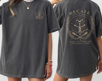 Hecate-shirt Comfortkleuren Gotisch minimaal heksensymbool Triple Moon Pagan Occult T-shirt
