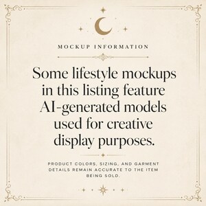 a text box with a decorative border, containing information about lifestyle mockups and creative display purposes.