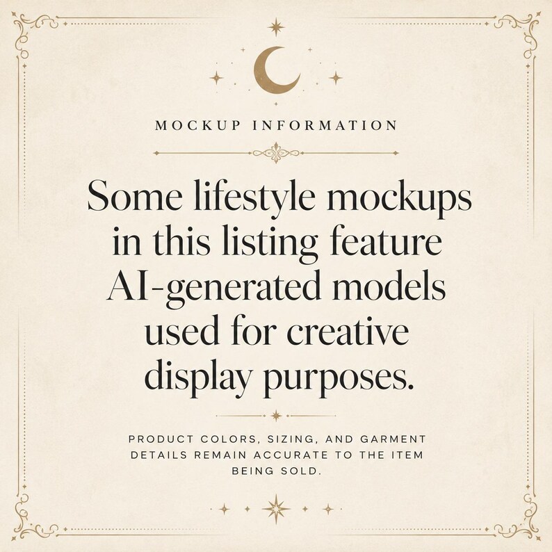 a text box with a decorative border, containing information about lifestyle mockups and creative display purposes.