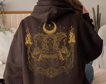 Hecate Triple Goddess Hoodie: Greek Mythology Backprint