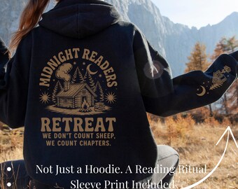 Midnight Reader Hoodie: Dark Academia Bookworm Sweatshirt