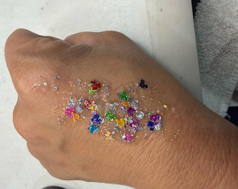 Gel con purpurina Disney / Gel holográfico con purpurina gruesa de Mickey para cabello y rostro / Brillo sin alcohol