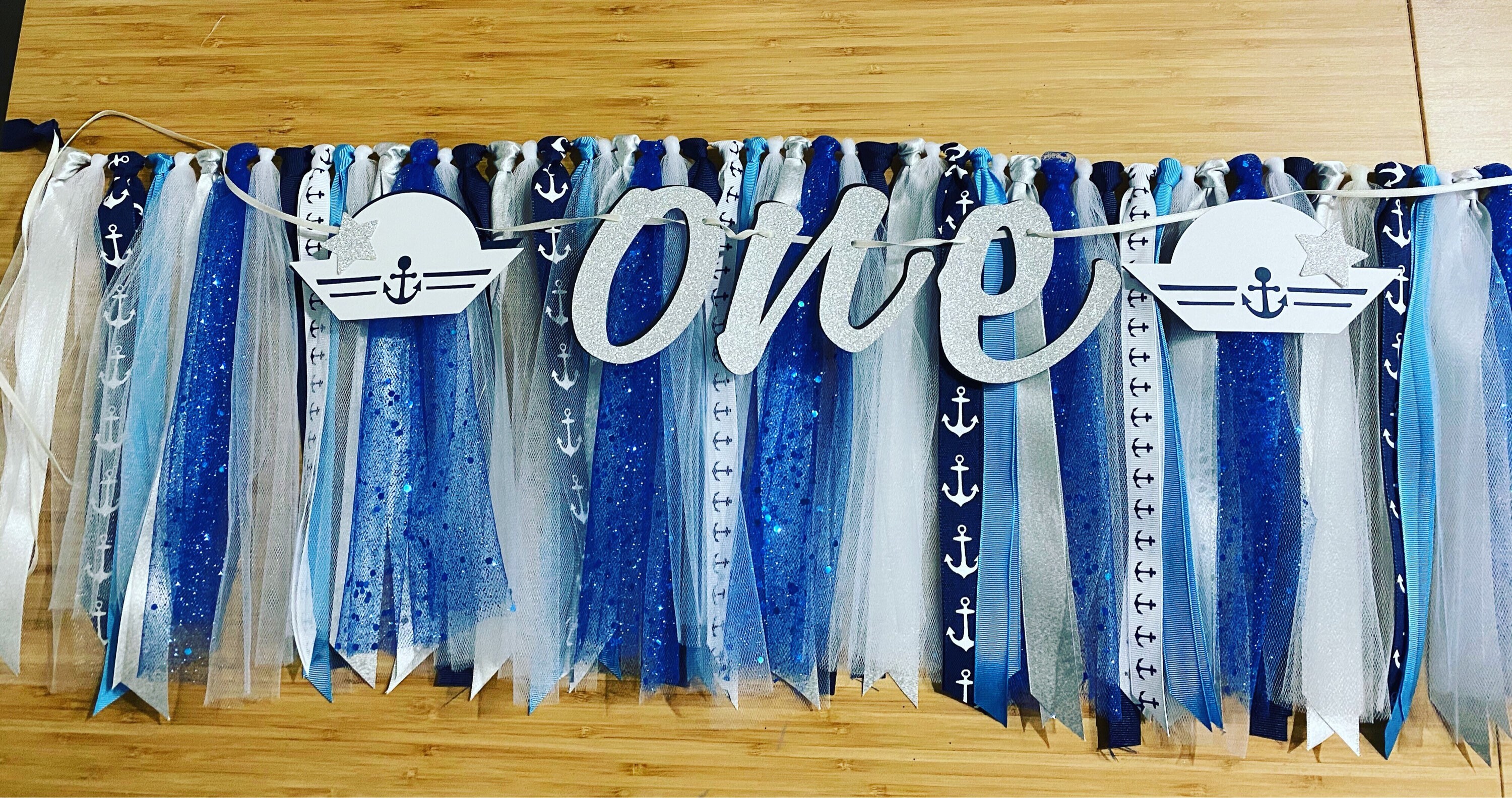 Anchor Nautical Sailor Birthday Banner Photo Backdrop Prop Ocean Military Navy Ship Wheel High Chair Boy 1st Party Decor Room