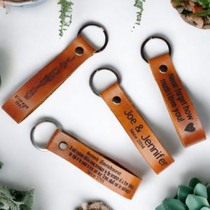 Personalized Leather keychain. Leather personalized keychain laser engraved for any occasion.