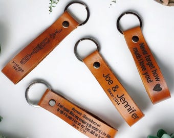Personalized Leather keychain. Leather personalized keychain laser engraved for any occasion.