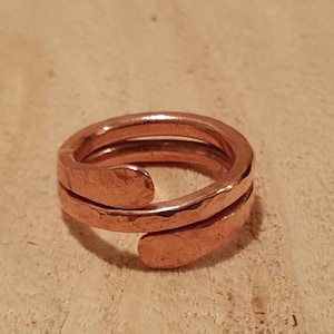 Copper hammered pinky ring