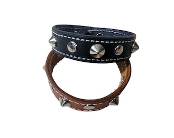 Leather studded bracelet.