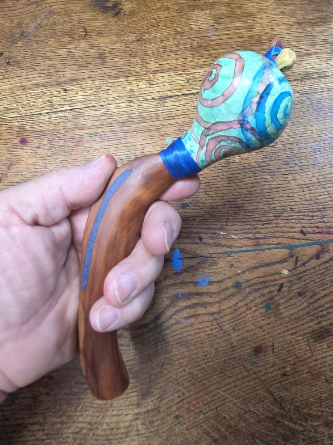 Smaller Cedar Rattle With Inlay & Alcohol Inked Gourd - Etsy