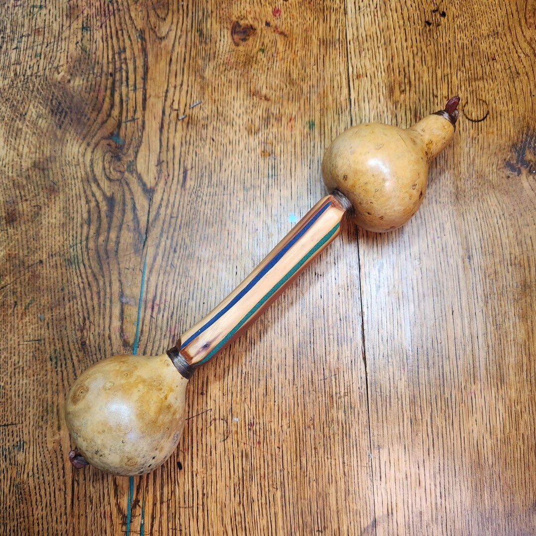 Cedar Rattle - Dumbbell 2 Gourd With Inlay - Etsy